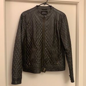Faux Leather Moto Jacket, Large